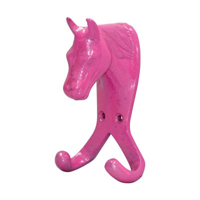Perry Equestrian Horse Head Double Stable/Wall Hook Pink (One Size)