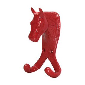 Perry Equestrian Horse Head Double Stable/Wall Hook Red (One Size)