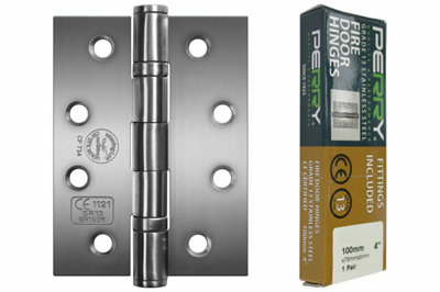PERRY SATIN 100mm Stainless Steel Fire Door Hinges - Grade 11 CE Marked
