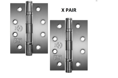 PERRY SATIN 100mm Stainless Steel Fire Door Hinges - Grade 11 CE Marked