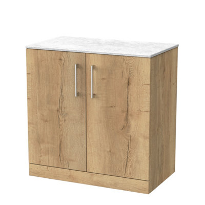 Pershall Contemporary Floor Standing 2 Door Vanity Unit with White ...