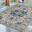 Persian Blue Traditional Easy to Clean Floral Rug For Dining Room -200cm X 290cm