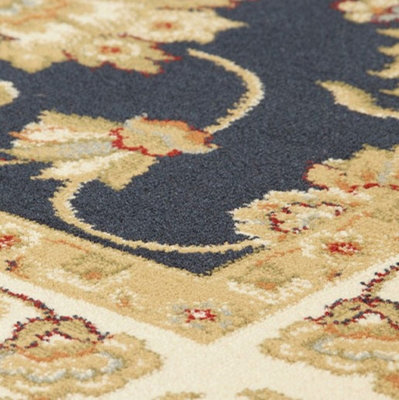 Persian Bordered Easy to Clean Blue Floral Traditional Rug for Dining Room-240cm X 340cm
