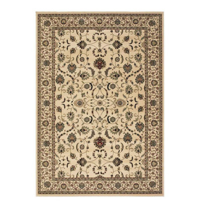 Persian Easy to Clean Bordered Floral Cream Traditional Rug for Dining Room-240cm X 340cm - 4