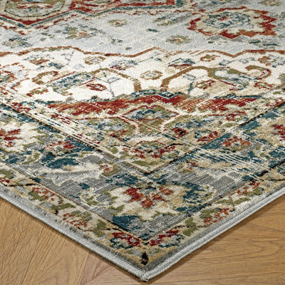 Persian Floral Graphics Easy to Clean Multi Traditional Rug for Dining Room-160cm X 230cm