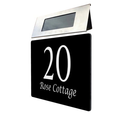 Personalised Aluminium House Sign with Solar Light Customised with Your ...