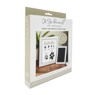 Personalised Family Finger & Paw Print Frame Kit - Custom Pet Memorial ...