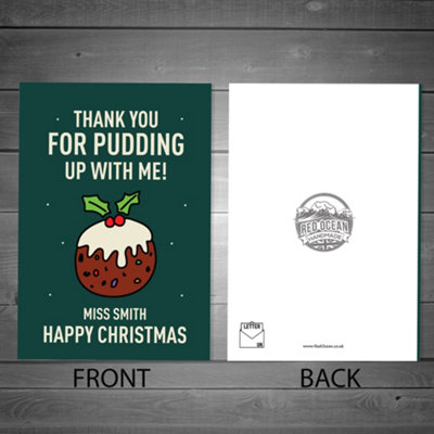 Personalised Funny Christmas Card For Teacher Thank You Card