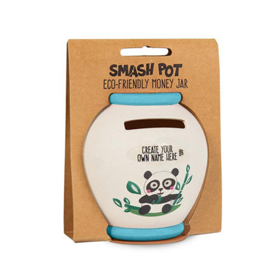 Personalised Smash Pot Moneybox - Panda (Sticker with Blank for own ...