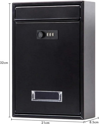 Personalised Wall Mounted Modern Post Box Mailbox Black Large Letter ...