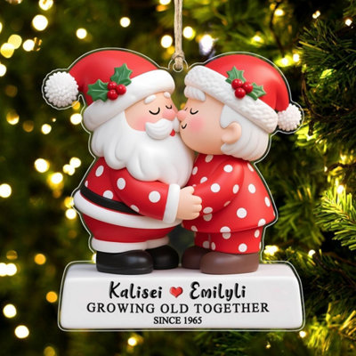 Personalized Growing Old Together Santa Couple Christmas Ornament ...