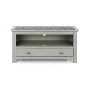 Perth 1 drawer TV unit, grey with stone insert top