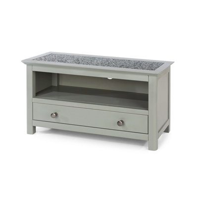Perth 1 drawer TV unit, grey with stone insert top
