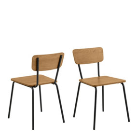 Peru Dining Chair in Steel and Oak Set of 2