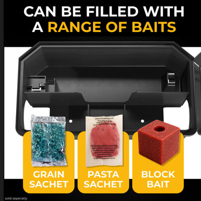 Pest X Pro Hollow Rat Bait Box 2 Pack Empty, Refillable & Reusable ...