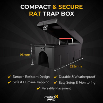 Pest X Pro Shadow Rat Trap Box 2 Pack Heavy Duty, Reusable Rodent Trap ...