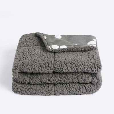 Pet Blanket Throw Over Bed Chair Thermal Soft Sherpa Fleece Warm Paw, Charcoal Price Comparisons | Compare The Build