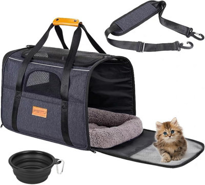 Pet Carrier Travel Bag Foldable Lightweight Cat Dog Top Opening With Handles Large
