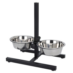 Pet Dog Bowls 2 Stainless Steel Adjustable Height Stand Food Water Bowls Feeding Kitchen Accessories