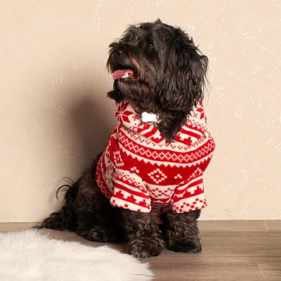 Pet Dog Coat Hoodie Winter Fleece Nordic Jacket Clothes Jumper, Red - Medium Price Comparisons | Compare The Build