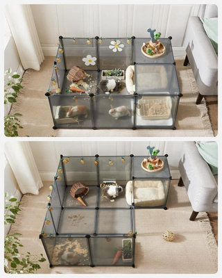 View of Pet Exercise Play Pen with Bottom, 20 Panels, DIY Enclosure Fence Cage ...