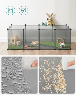 Pet Exercise Play Pen with Bottom, 20 Panels, DIY Enclosure Fence Cage for Small Animals, Guinea Pigs, Hamsters, Bunnies