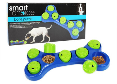 Pet Feeder Bowl Puzzle Treat Slow Feeding Interactive Game Dog Training Rewards Bone Shape