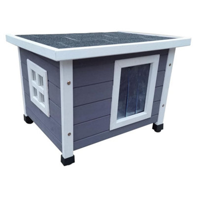 Pet Outdoor Cat House XL 68.5x54x51.5 cm Wood Grey and White