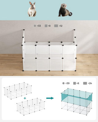 Pet Playpen with Floor, Small Animal Enclosure, DIY Plastic Cage ...