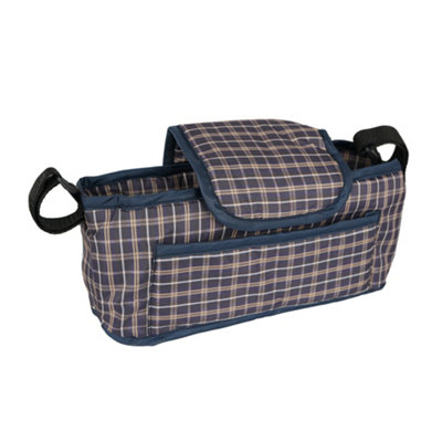 Pet Stroller Caddy Bag in Blue Tartan