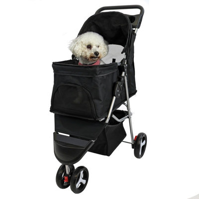 Pet Stroller Dog Cat Puppy Pram Pushchair Travel Cart Jogging Buggy Carrier Black