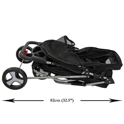 Pet Stroller Dog Cat Puppy Pram Pushchair Travel Cart Jogging Buggy Carrier (Black) - 3