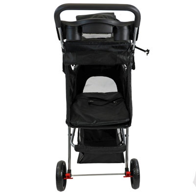 Pet Stroller Dog Cat Puppy Pram Pushchair Travel Cart Jogging Buggy Carrier (Black) - 5