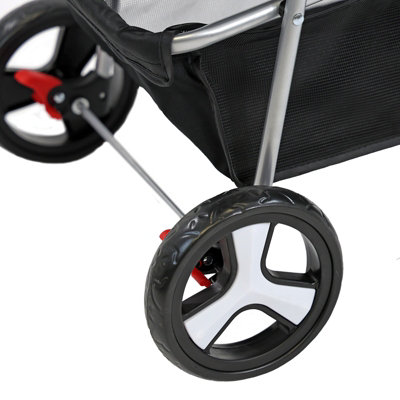 Pet Stroller Dog Cat Puppy Pram Pushchair Travel Cart Jogging Buggy Carrier (Black) - 7