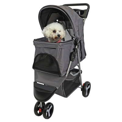 Pet Stroller Dog Cat Puppy Pram Pushchair Travel Cart Jogging Buggy Carrier Grey