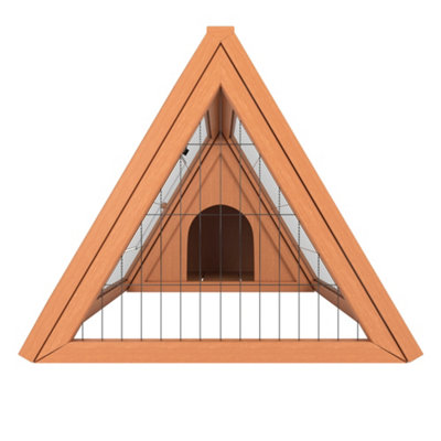 Pet Vida Triangle Wooden Pet Hutch, Guinea Pig, Bunny, Chicken Run Cage, 50 x 98 x 41