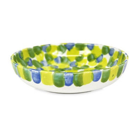 Petalo Hand Painted Ceramic Salad Fruit Bowl 26cm in Green