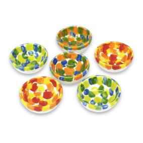 Petalo Hand Painted Ceramic Tapas Bowls Mixed Set of 6 x 9cm