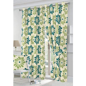 Petals Floral Fully Lined Eyelet Curtains