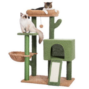 PETEPELA 104cm Cactus Cat Tree with Sisal Covered Scratching Post and Cozy Condo for Indoor Cats AMT0185GN