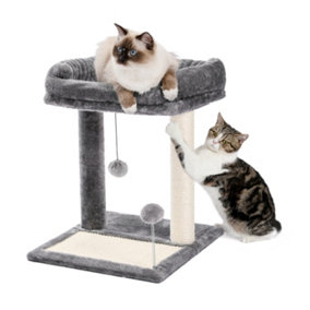PETEPELA Cat Scratching Post Modern Cat Scratcher,Scratching Board for Small Medium Size Cats Cat Tree with Plush Perch AMT0144GY