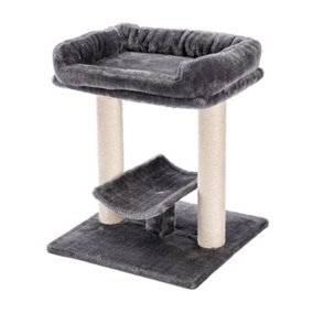 PETEPELA Cat Scratching Post Modern Cat Scratcher,Tuile Bed for Small Medium Size Cats Cat Tree with Plush Perch  AMT0143GY