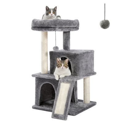 Cat scratching store post and perch