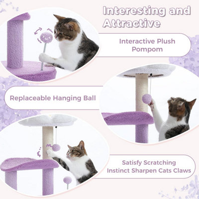 PETEPELA Small Cat Tree 84cm Modern Scratching Post for Small to Medium ...