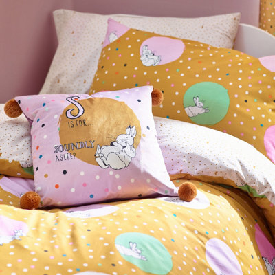 Peter Rabbit Dotty Toddler Duvet Cover Set Polyester Cotton Ochre