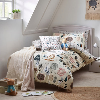 Peter Rabbit Scandi Woods Single Duvet Cover Set Cotton Natural