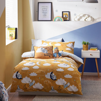 Peter Rabbit™ Sleepy Head Double Duvet Cover Set, Polyester, Cotton, Ochre