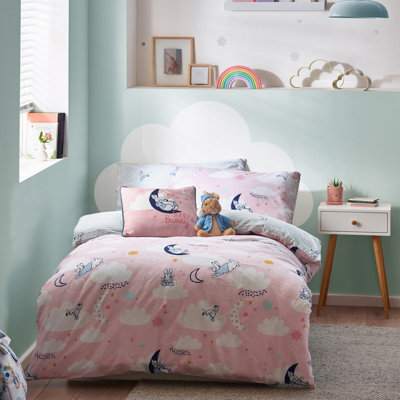 Peter Rabbit™ Sleepy Head Single Duvet Cover Set, Polyester, Cotton, Pink