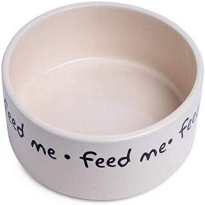 Petface Feed Me Ceramic Bowl, 20 cm,White/Black