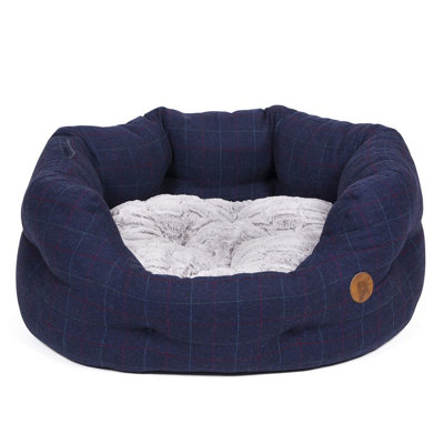 Petface Sam's Luxus-Hundekörbchen Oval, Größe S – Aus Weichem Wildlederimitat Und Kunstfell, Maschinenwaschbar